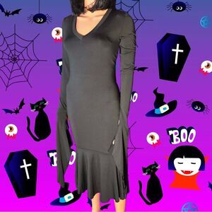 Super Goth Bodycon Morticialike Dress